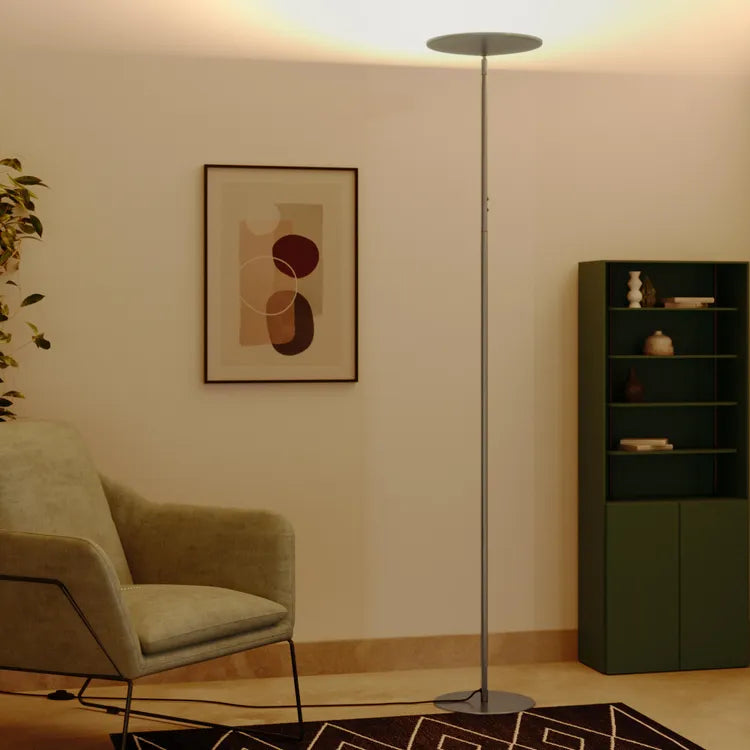 Lampadaire LED droit, design métal chromée mat, INSPIRE 1960 lm H.181 cm Mirasol