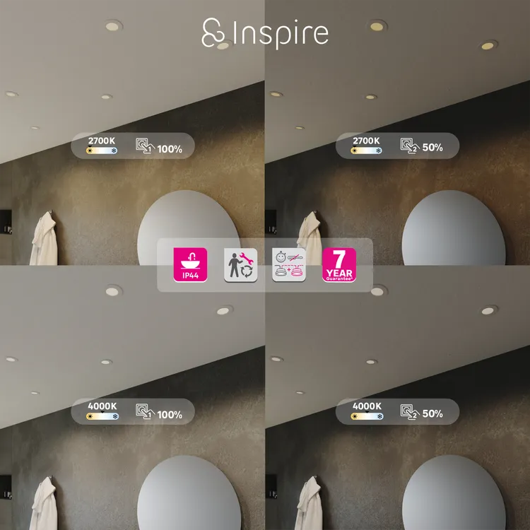 3 spots à encastrer Extraflat led, changement d'intensité et blancs, D8,5 blanc