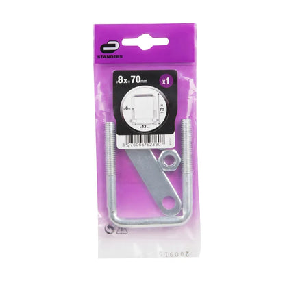 Bride carrée acier STANDERS, L.43 x H.70 x Ø8 mm