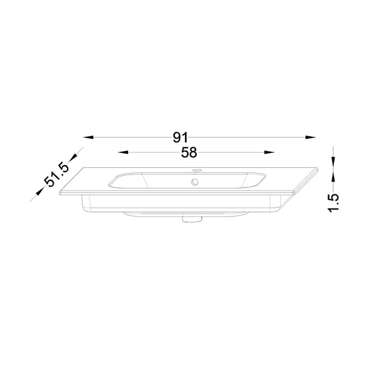 Plan simple vasque Eleven céramique blanc Brillant l.91 x P.51.5 cm, SANIJURA