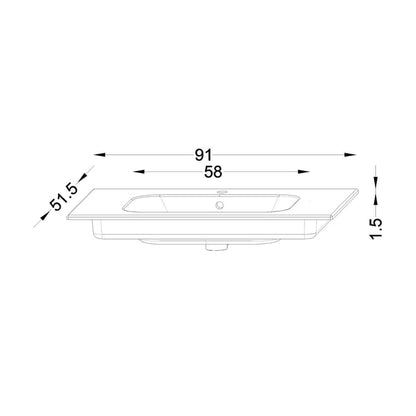 Plan simple vasque Eleven céramique blanc Brillant l.91 x P.51.5 cm, SANIJURA