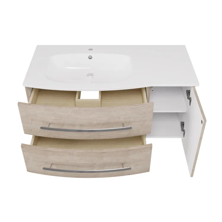 Meuble sous-vasque 4t l.120 x H.53.7 x P.47 cm effet chêne Perla