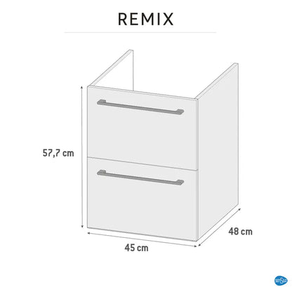 Meuble sous-vasque, 2t L.45cm x H.58cm x P.46cm effet chêne ribeira Remix