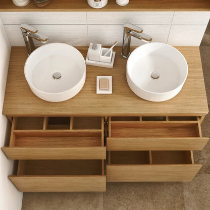 Plan de toilette mdf placage chêne Ep.2.5 x l.90 x H.48.5 cm Natural
