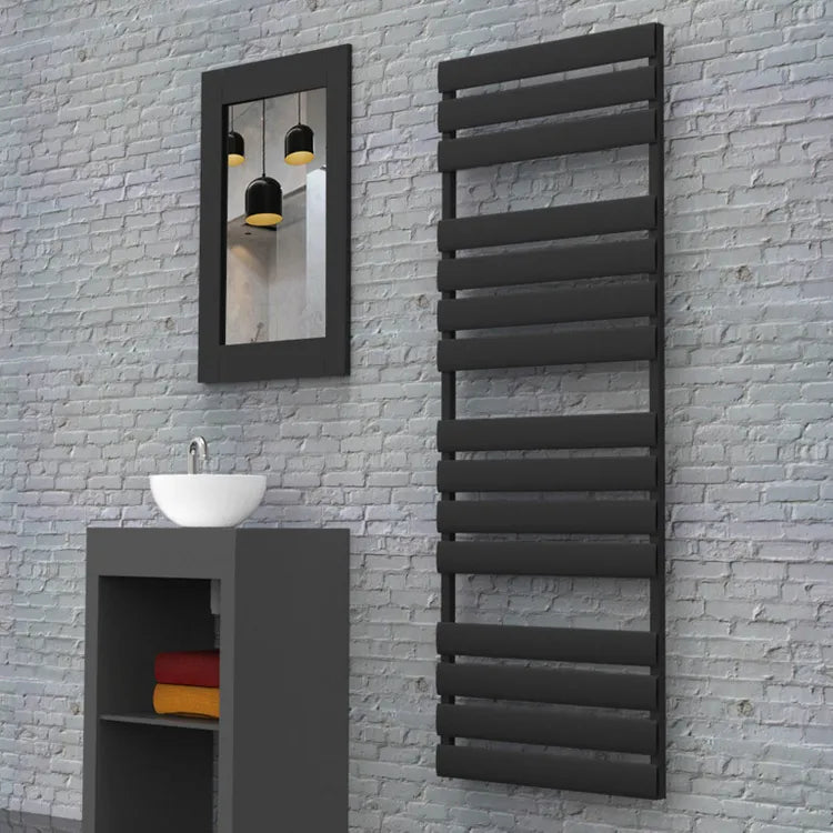 Sèche-serviettes eau chaude alu, 658 W, H.142 x l.52.3 cm Modena noir