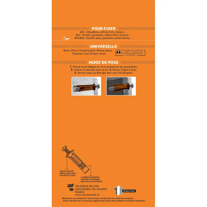 Lot de 2 Cheville murale avec vis prima PRIMA1210DP2 SPIT, Ø20 x L.80 mm