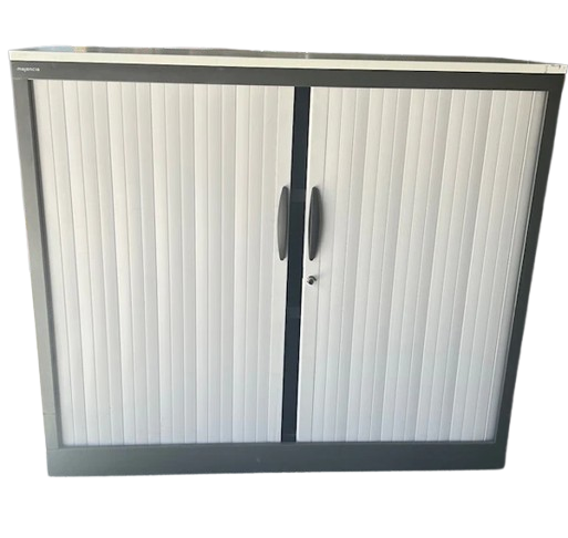 Armoire de bureau à rideaux métal blanche - H.100 x L.120 cm
