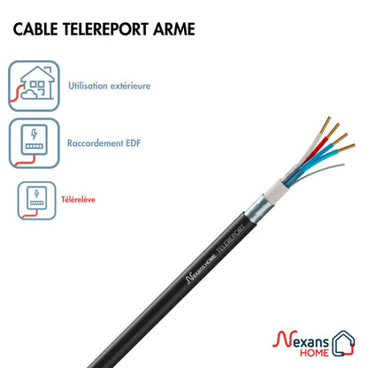 100 Mètre de Câble électrique multimédia téléreport noir, L.150 m