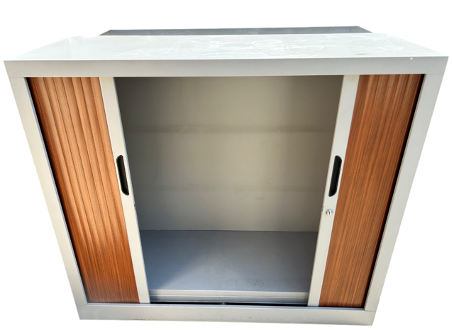 Armoire à rideaux Basse Gris/Marron  120x105