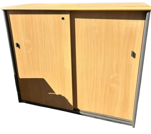 Armoire de bureau basse à portes coulissantes H.104xL.120x47