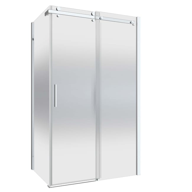 Porte de douche et paroi coulissante, chromé 140 cm + 90 cm, Delia
