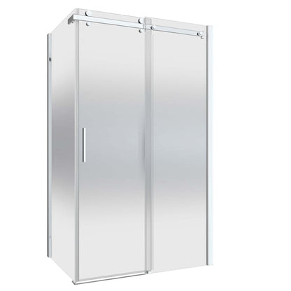 Porte de douche et paroi coulissante, chromé 140 cm + 90 cm, Delia