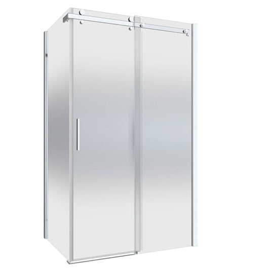 Porte de douche et paroi coulissante, chromé 140 cm + 90 cm, Delia