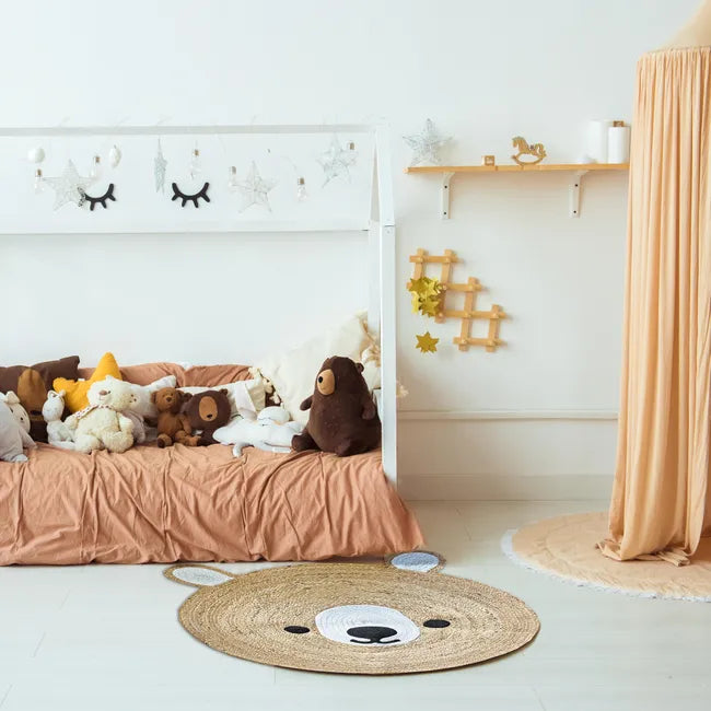 Tapis intérieur rond jute enfant Ourson
