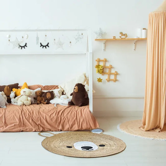 Tapis intérieur rond jute enfant Ourson

