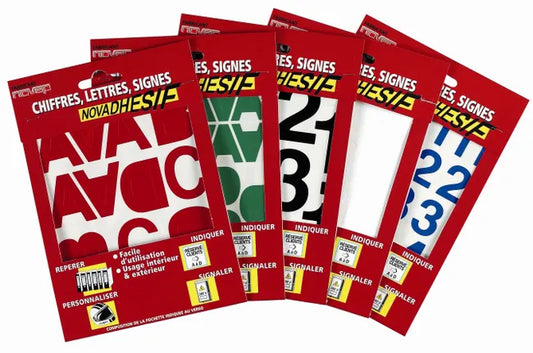 Planche de lettres autocollante en pvc plastifié H.5 x l.0.2 cm rouge