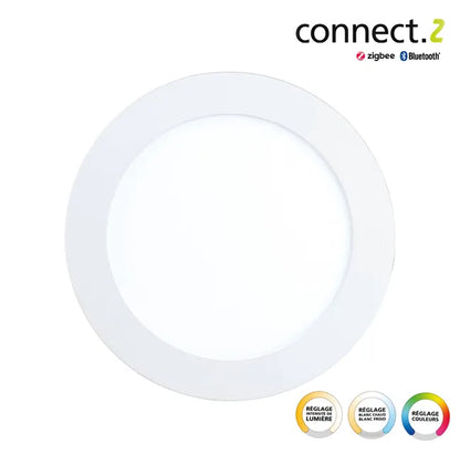 Spot à encastrer connecté Zigbee bluetooth Fueva, D17 blanc/couleurs, rond blanc