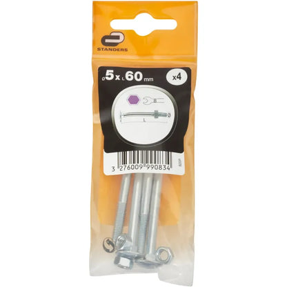 Lot de 4 boulons trcc acier zingué, L.60.0 x Diam.5 mm STANDERS