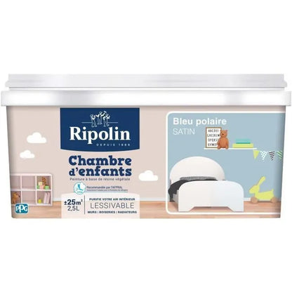 Ripolin Peinture Murale Speciale Chambre Denfants - Bleu Polaire Satin, 2,5l