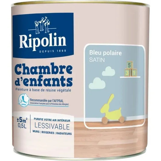 Ripolin Peinture Murale Speciale Chambre Denfants - Bleu Polaire Satin, 0,5l