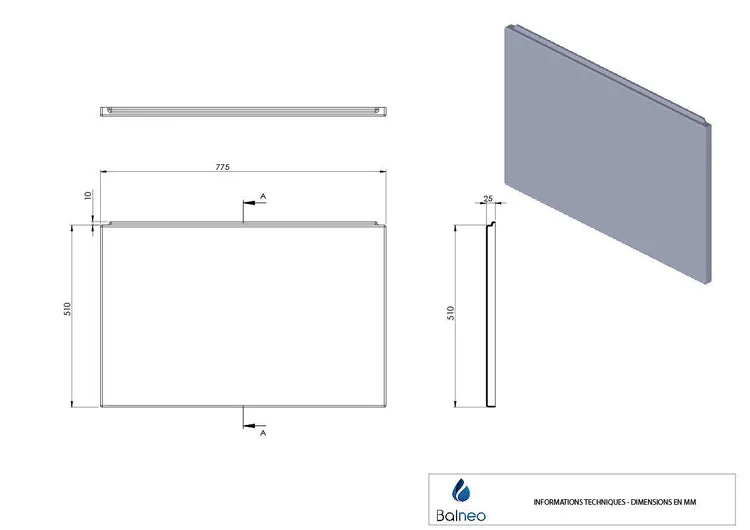 Tablier de baignoire latéral l.51 cm, BALNEO Nerea/access