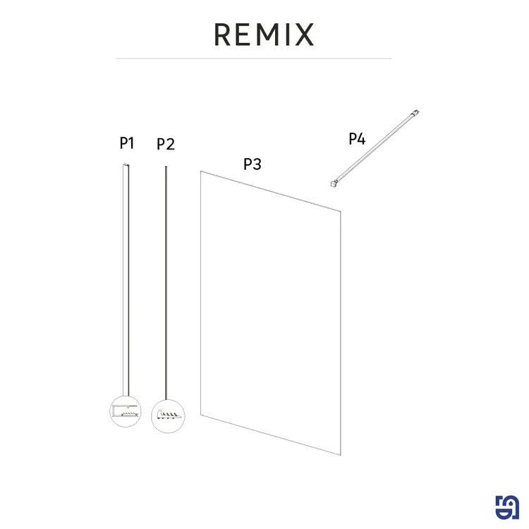 Paroi de douche à l'italienne verre transparent l.140 cm chromé Remix