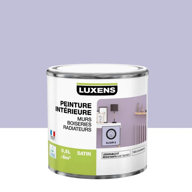 Peinture, mur, boiserie, radiateur, Multisupports LUXENS, elixir 6, satin, 0.5 l