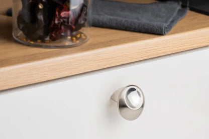 Bouton de meuble rond Empreinte, zamak argent brossé, Diam.31 mm