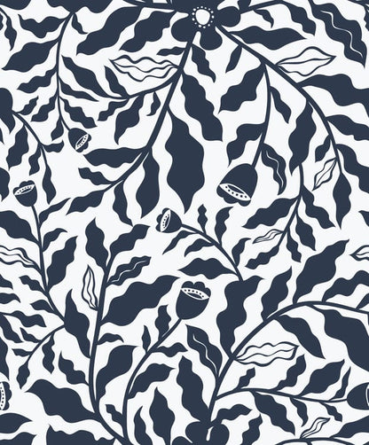 Papier peint intissé Mono stems bleu