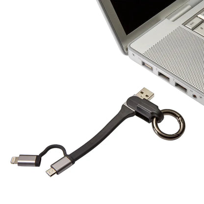 Câble porte-clefs 2 en 1 lightning iPhone et micro usb, 0.2 m noir EVOLOGY