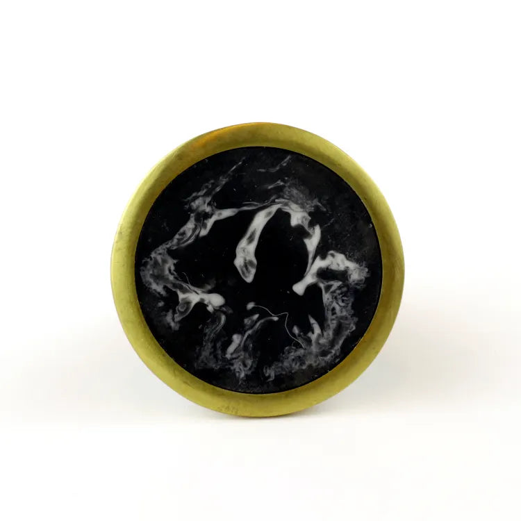 Bouton de meuble rond Cône, résine noir, Diam.33 mm
