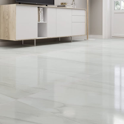 Carrelage sol intérieur / mur intérieur effet marbre blanc Marmi l.60 x L.120 cm