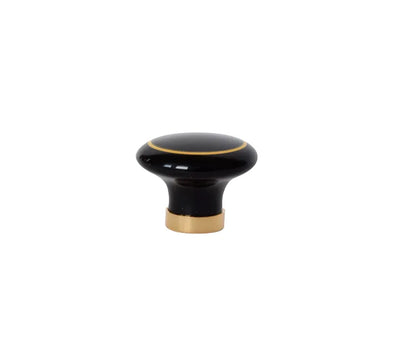 Bouton de meuble rond, céramique noir, Diam.38 mm