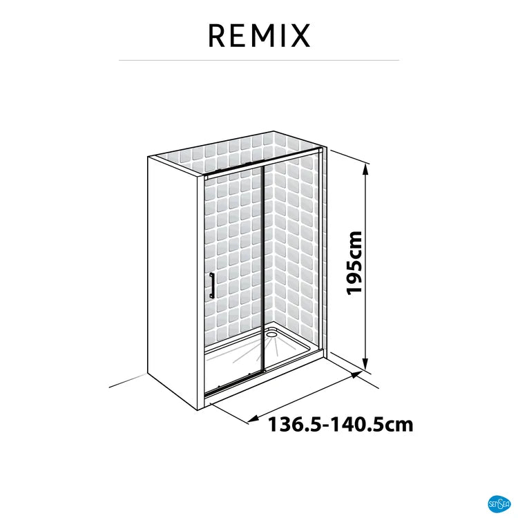 Porte de douche coulissante transparent, chromé 140 cm, Remix