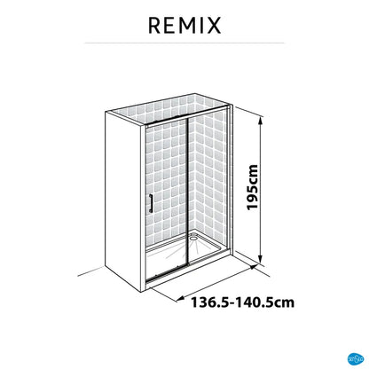 Porte de douche coulissante transparent, chromé 140 cm, Remix