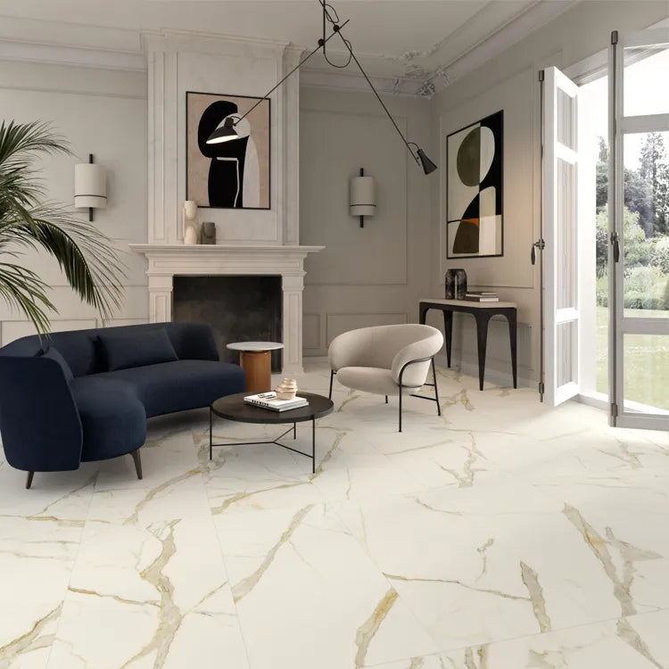 Carrelage sol intérieur / mur intérieur effet marbre oro satin Murano l.60 x L.1