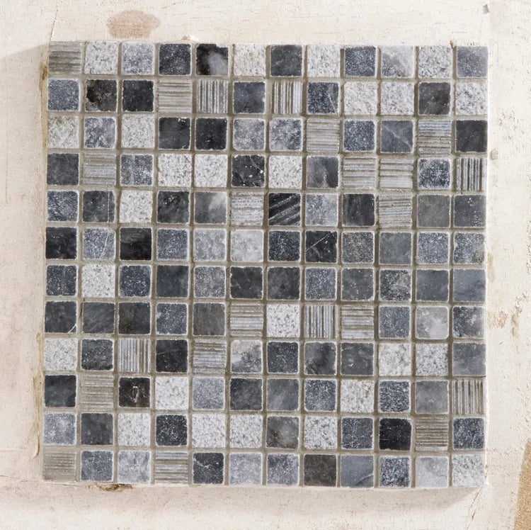 1 plaque de mosaïque sol / mur Mineral travertin effet pierreblanc, gris 30.5 x