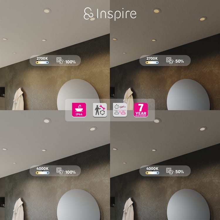 Spot à encastrer Extraflat led, changement d'intensité et de blancs, D8,5 blanc