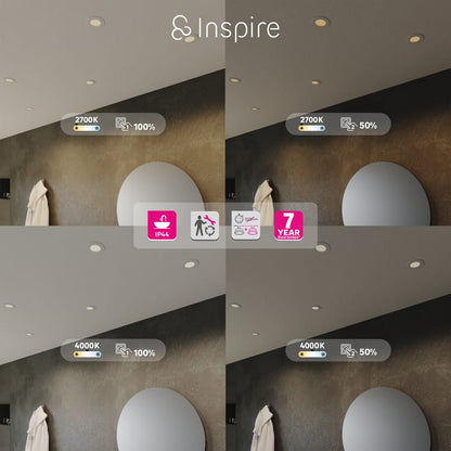 Spot à encastrer Extraflat led, changement d'intensité et de blancs, D8,5 blanc