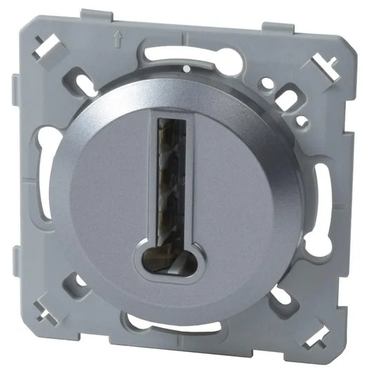 Prise téléphone, à assembler Epure, LEXMAN, gris aluminium