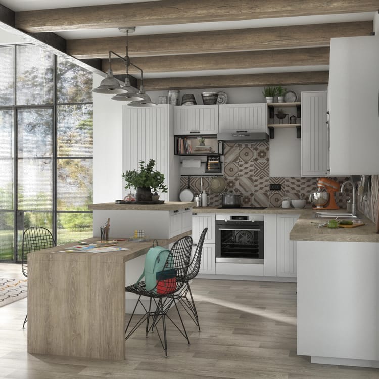 Porte de cuisine Toscane blanc mat H.76.8 x l.29.8 cm