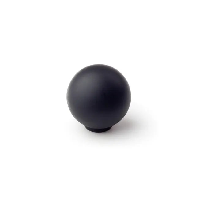 Bouton de meuble rond Boule, abs noir, Diam.28 mm