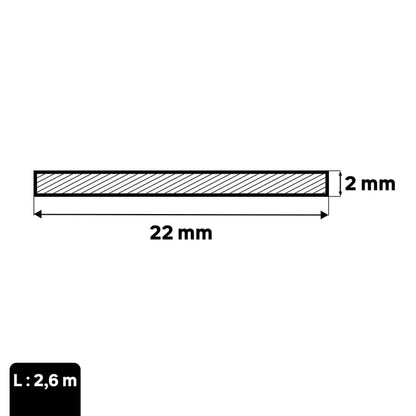 Plat aluminium brut argent perforé, L.2600 mm