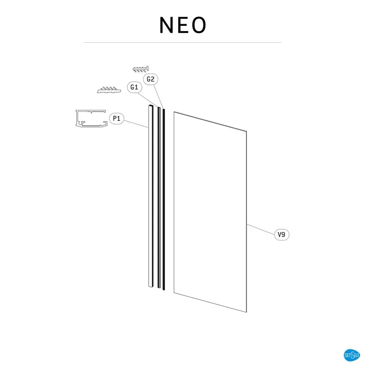 Paroi latérale pour porte coulissante transparente, l.78 cm, Ep.8 mm noir Neo