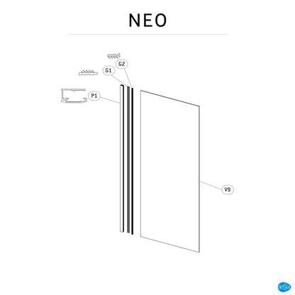 Paroi latérale pour porte coulissante transparente, l.78 cm, Ep.8 mm noir Neo