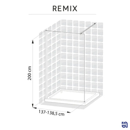 Paroi de douche à l'italienne verre transparent l.140 cm chromé Remix