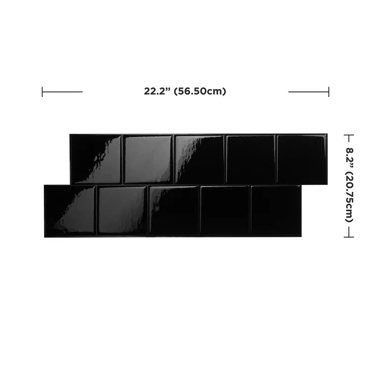 Lot de 2 crédences adhésives Square Berlin, noir, 21 cm x 56.7 cm