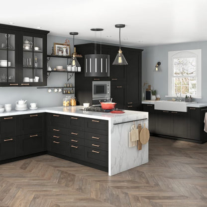 Lot de 2 portes de cuisine Chicago noir mat H.76.5 x l.29.7 cm