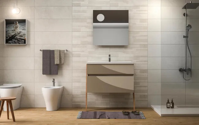 Carrelage mur intérieur effet béton blanc Rocade l.25 x L.60 cm