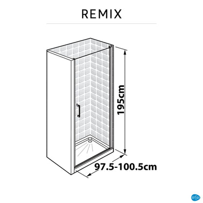 Porte de douche pivotante sérigraphié, chromé 100 cm, Remix